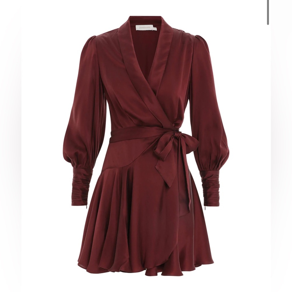 DRYCLEANED - Zimmermann Silk Wrap Dress - Red/Burgundy - Size 0